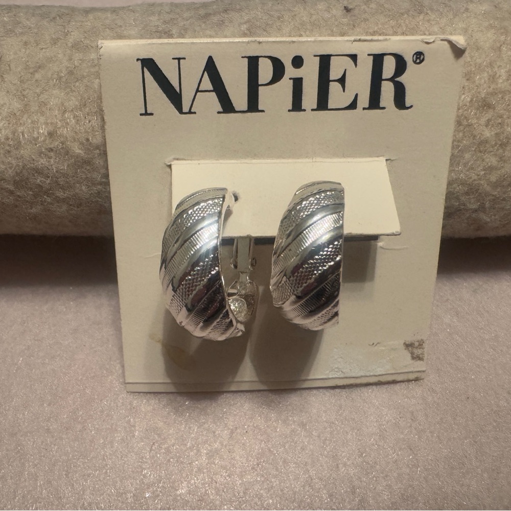 Napier | NWT Silver Textured Hoop Earrings